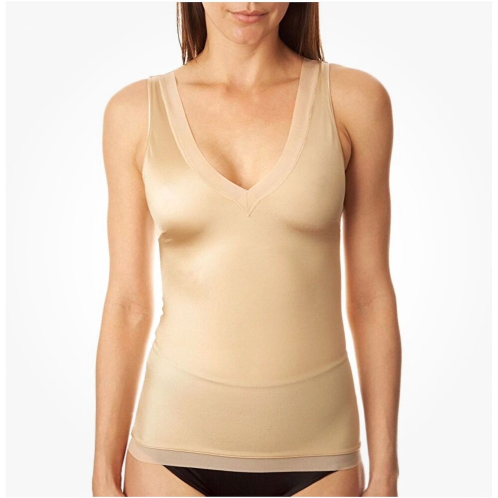 SPANX Camisole V-Neck Large Slimplicity Smooth Shaping Top L Nude 310 NWT